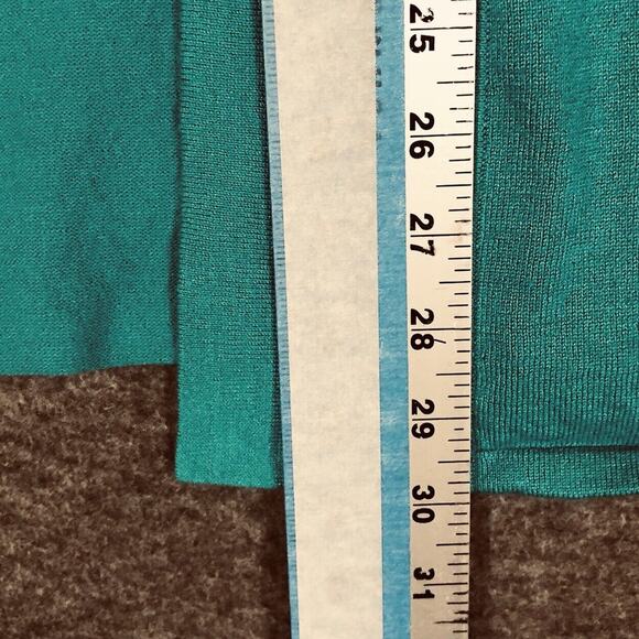 Christopher &Banks Cardigan Womens M Turquoise Knit Sweater 3/4 SLV Open Front - Picture 4 of 7